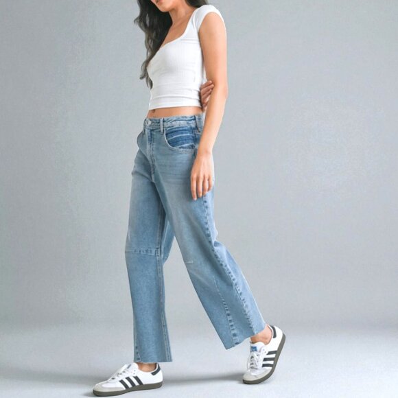 BLANKNYC Raw Hem Barrel Jeans 25W High Rise NWT - Picture 4 of 16